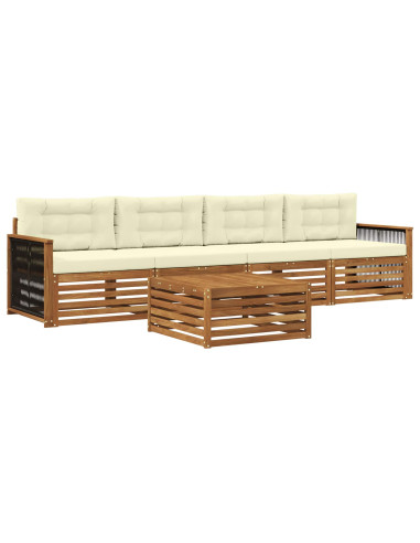 Set di divani da esterno con cuscino 5 pcs Naturale e Crema