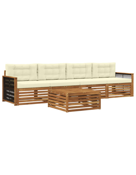 Set di divani da esterno con cuscino 5 pcs Naturale e Crema