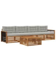 Set di divani da esterno 5 pcs Naturale e Grigio Chiaro
