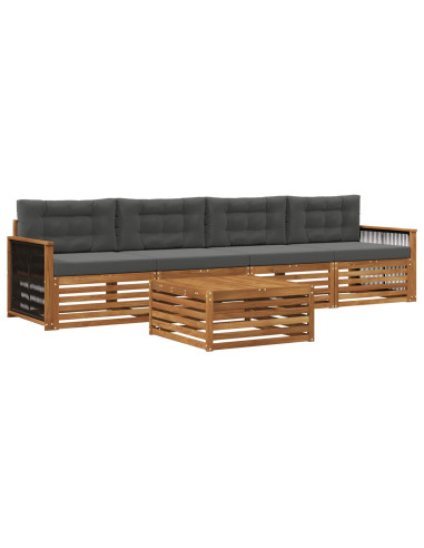 Set di divani da esterno con cuscino 5 pcs Naturale e Antracite