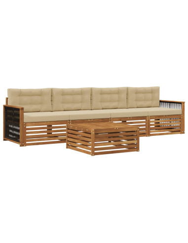 Set di divani da esterno con cuscino 5 pcs Naturale e Beige