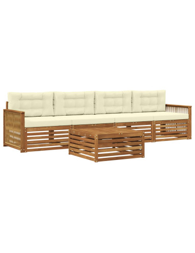 Set di divani da esterno con cuscino 5 pcs Naturale e Crema