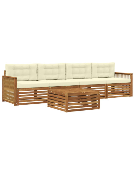 Set di divani da esterno con cuscino 5 pcs Naturale e Crema