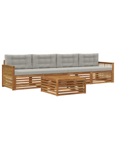 Set di divani da esterno 5 pcs Naturale e Grigio Chiaro