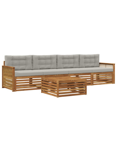 Set di divani da esterno 5 pcs Naturale e Grigio Chiaro