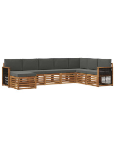 Set di divani da esterno con cuscino 6 pcs Naturale e Antracite