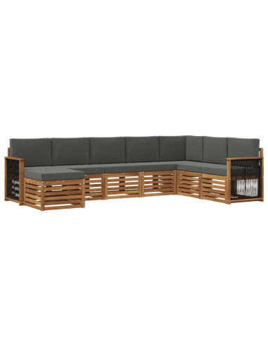 Set di divani da esterno con cuscino 6 pcs Naturale e Antracite
