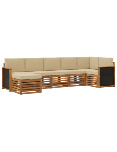 Set divano sezionale con cuscino 6 pcs Naturale