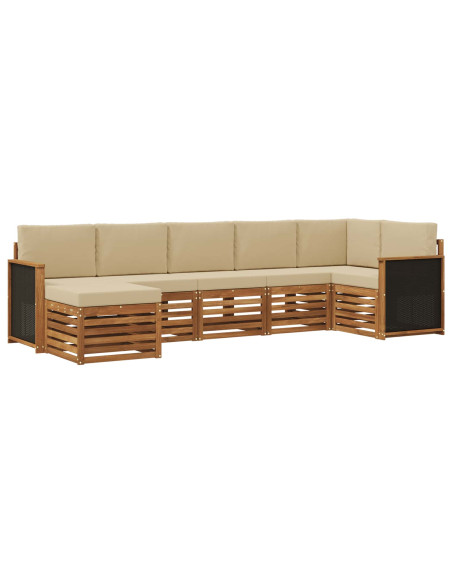 Set divano sezionale con cuscino 6 pcs Naturale