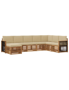 Set di divani da esterno con cuscino 6 pcs Naturale