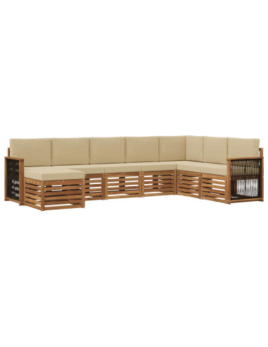 Set di divani da esterno con cuscino 6 pcs Naturale