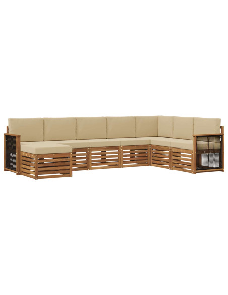 Set di divani da esterno con cuscino 6 pcs Naturale