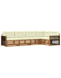 Set di divani da esterno con cuscino 5 pcs Naturale e Crema