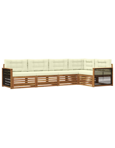 Set di divani da esterno con cuscino 5 pcs Naturale e Crema