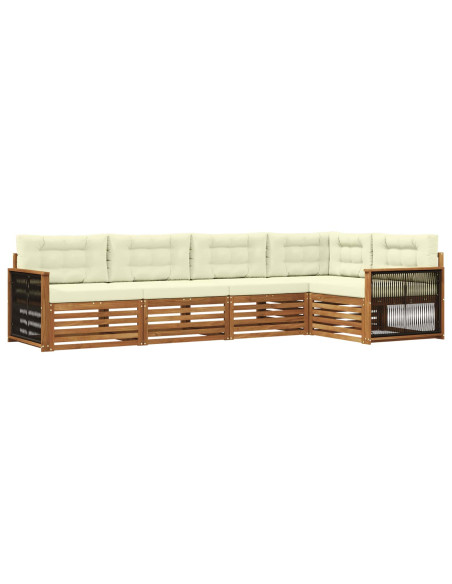 Set di divani da esterno con cuscino 5 pcs Naturale e Crema
