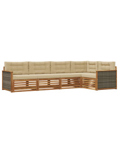 Set di divani da esterno con cuscino 5 pcs Naturale e Beige