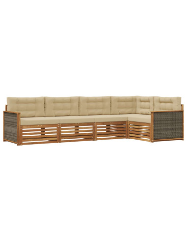 Set di divani da esterno con cuscino 5 pcs Naturale e Beige
