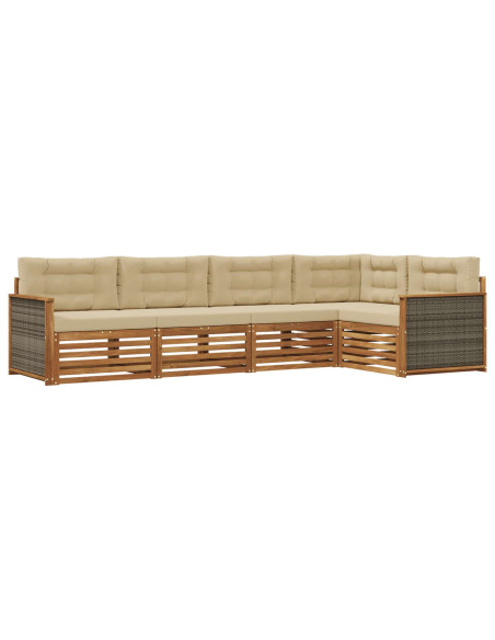 Set di divani da esterno con cuscino 5 pcs Naturale e Beige