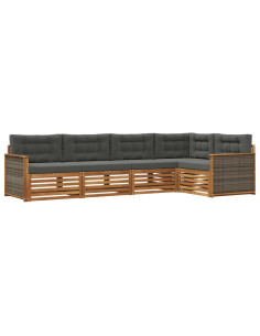 Set di divani da esterno con cuscino 5 pcs Naturale e Antracite