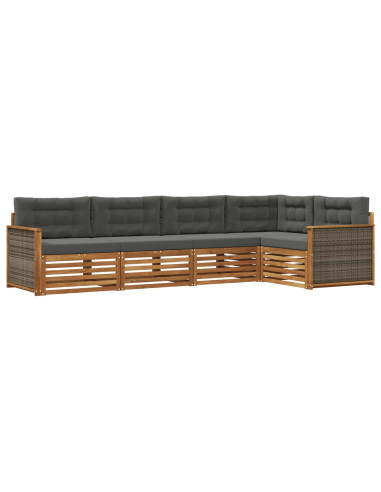 Set di divani da esterno con cuscino 5 pcs Naturale e Antracite