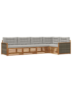 Set di divani da esterno 5 pcs Naturale e Grigio Chiaro