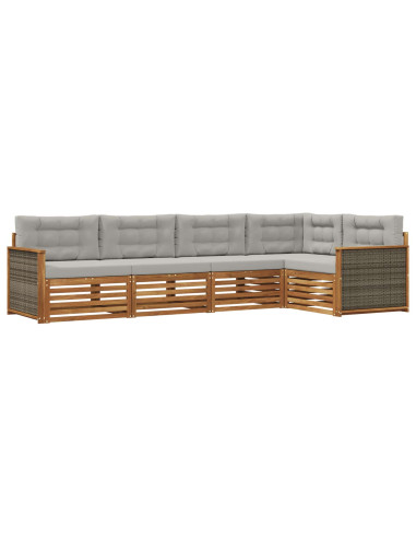 Set di divani da esterno 5 pcs Naturale e Grigio Chiaro