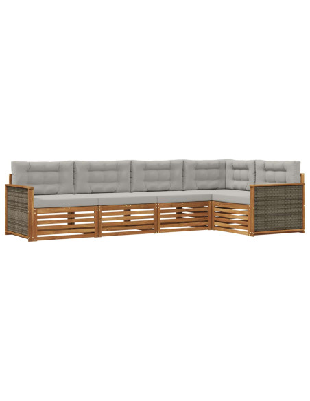 Set di divani da esterno 5 pcs Naturale e Grigio Chiaro