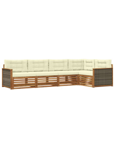 Set di divani da esterno con cuscino 5 pcs Naturale e Crema