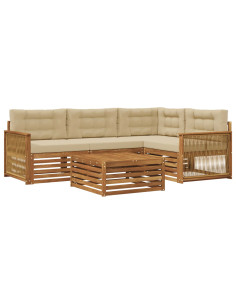 Set di divani da esterno con cuscino 5 pcs Naturale e Beige
