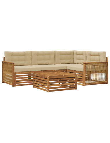 Set di divani da esterno con cuscino 5 pcs Naturale e Beige