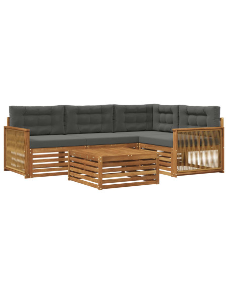 Set di divani da esterno con cuscino 5 pcs Naturale e Antracite