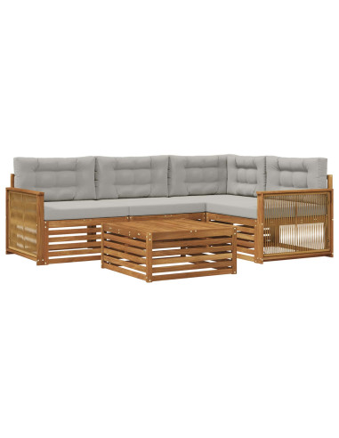 Set di divani da esterno 5 pcs Naturale e Grigio Chiaro