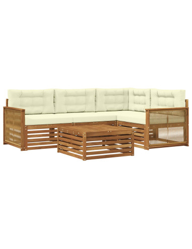 Set di divani da esterno con cuscino 5 pcs Naturale e Crema
