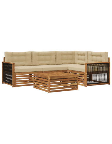 Set di divani da esterno con cuscino 5 pcs Naturale e Beige