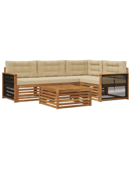 Set di divani da esterno con cuscino 5 pcs Naturale e Beige
