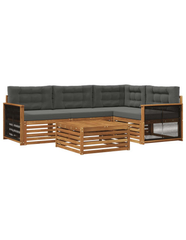Set di divani da esterno con cuscino 5 pcs Naturale e Antracite