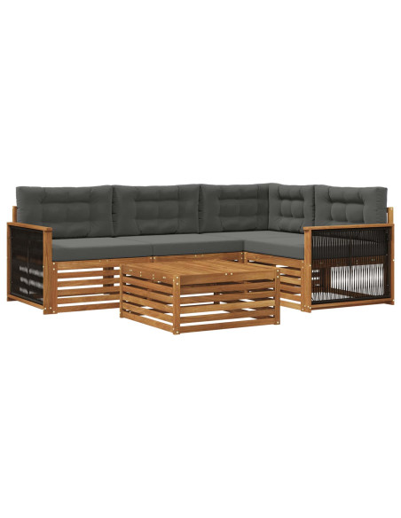 Set di divani da esterno con cuscino 5 pcs Naturale e Antracite