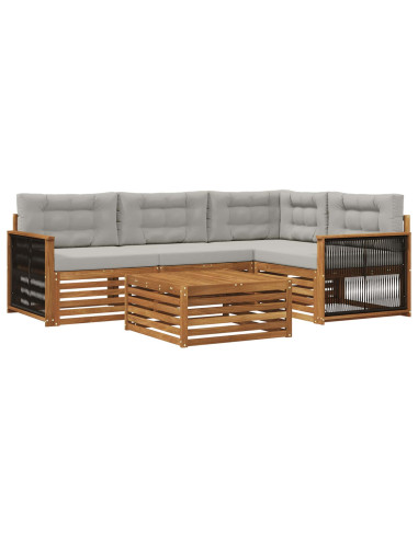 Set di divani da esterno 5 pcs Naturale e Grigio Chiaro