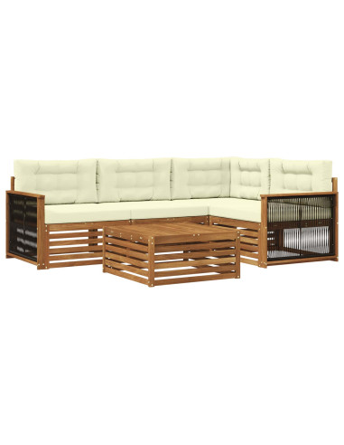 Set di divani da esterno con cuscino 5 pcs Naturale e Crema