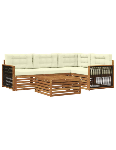 Set di divani da esterno con cuscino 5 pcs Naturale e Crema