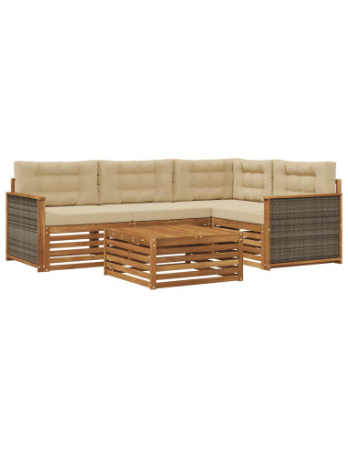 Set di divani da esterno con cuscino 5 pcs Naturale e Beige