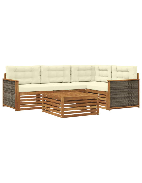 Set di divani da esterno con cuscino 5 pcs Naturale e Crema