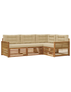 Set di divani da esterno con cuscino 4 pcs Naturale e Beige