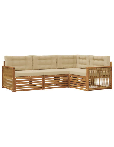 Set di divani da esterno con cuscino 4 pcs Naturale e Beige