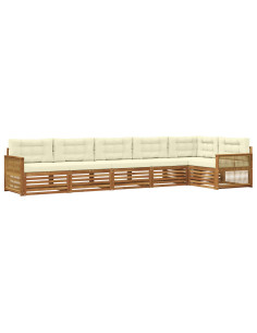 Set di divani da esterno con cuscino 6 pcs Naturale e Crema