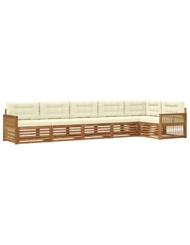Set di divani da esterno con cuscino 6 pcs Naturale e Crema