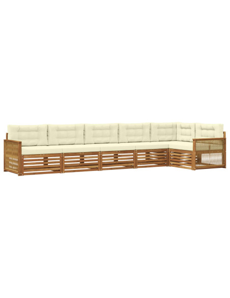 Set di divani da esterno con cuscino 6 pcs Naturale e Crema