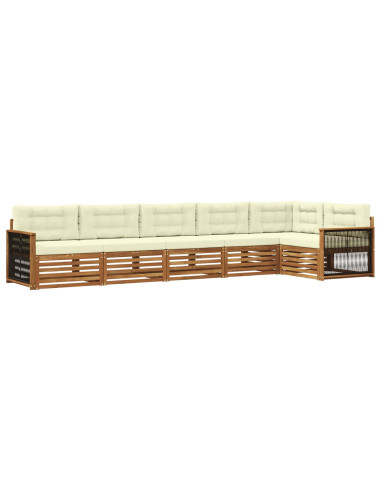 Set di divani da esterno con cuscino 6 pcs Naturale e Crema