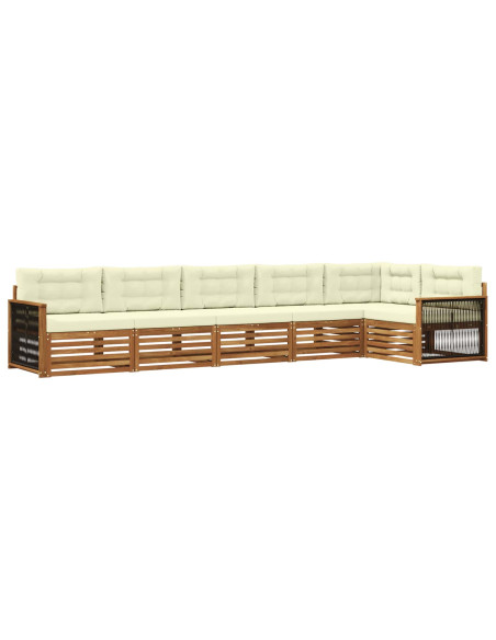 Set di divani da esterno con cuscino 6 pcs Naturale e Crema