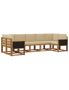 Set di divani da esterno con cuscino 7 pcs Naturale e Beige